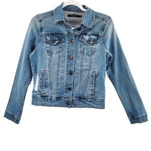 Max Jeans Blue Medium Wash Button-Up Denim Jean Trucker Jacket Women's Size S